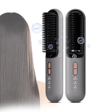 Imagem de Vanyuei Escova Alisadora De Cabelo Sem Fio, Mini Pente Iônico Temperatura Constante Para Mulheres, Portátil Viagem, 3 Níveis Ajustáveis