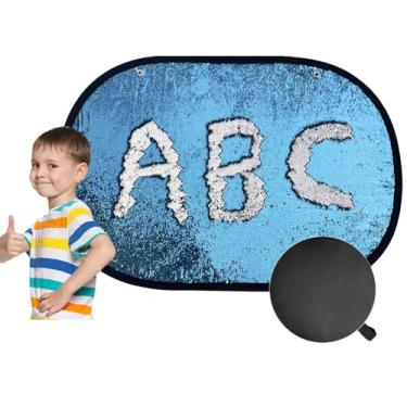 Imagem de ibowee Parede reversível de lantejoulas 101 x 70 cm, brinquedo divertido sensorial, tecido de grafite para crianças, tecido de glitter reversível com estojo de viagem (azul)