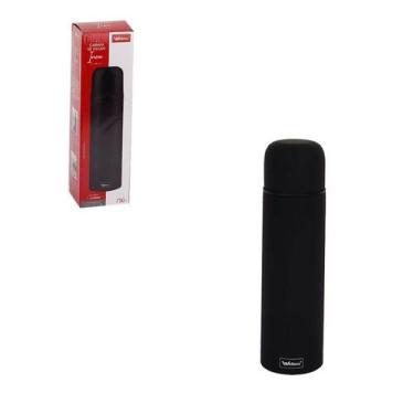 Imagem de Garrafa Térmica de Viagem em Aço Inox Preto 750ml - Wellmix