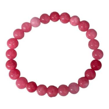 Imagem de Pulseira Pedras Naturais Jade Rosa 8 Mm Atrai Amor - Meta Atacado