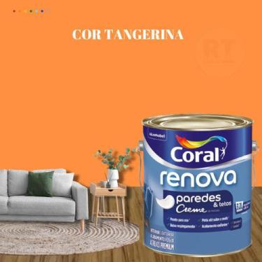 Imagem de Tinta Para Parede Acrílica Coral Renova Cor Laranja 3,2l Lavável Premi