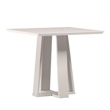 Imagem de Mesa de Jantar Quadrada 4 Lugares 90cm Tampo Mdf com Vidro Valencia Off White - New Ceval