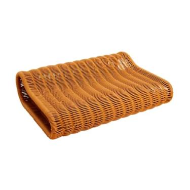 Imagem de FytStycale Almofada para Apoio de Cabeça de Sauna, Acessórios Vazados Tecidos à Mão, Suporte, Imitação de Rattan, para Dormir, Quarto, Sauna a Vapor, Casa