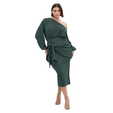 Imagem de City Chic Vestido feminino plus size - Alysia Tie Front Midi, Floresta, 48