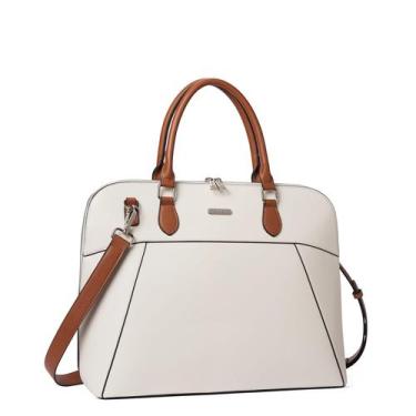 Imagem de Maleta de couro CLUCI para mulheres, laptop de 15,6 polegadas, bege