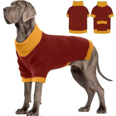 Imagem de IKIPUKO Suéter de cachorro Dogue Alemão 5GG, suéter quente de gola rolê com orifício para arnês, suéteres de Natal elásticos para cães extragrandes meninos meninas, roupas quentes de inverno para