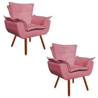 Imagem de Kit 02 Poltrona Decorativa Opala Suede Rose - D'Rossi