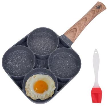 Imagem de Frigideira com 4 xícaras de ovo frito com pincel antiaderente 34x18cm 
