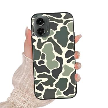 Imagem de Zrutru Capa de telefone camuflada leopardo para Motorola Moto G 2024 6,6 polegadas, capa protetora fina à prova de choque à prova de choque com estampa de desenho de camuflagem verde exército, design