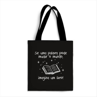 Imagem de Ecobag Média livro book algodão sustentável cru ou preta kindle capa presente natal dia dos professores