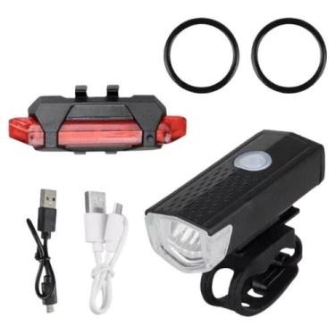 Imagem de Kit Bike Farol Frontal + Traseiro Ultra Led Usb Recarregável - THOR