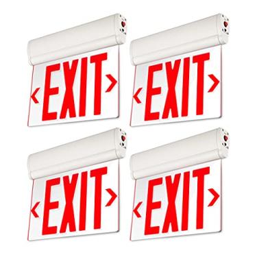 Imagem de LEONLITE Placa de saída de emergência, placa de saída com iluminação de borda LED, luz de saída com bateria reserva, certificação UL, dupla face, painel transparente de acrílico giratório, suporte