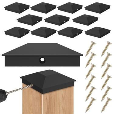 Imagem de Tampa de poste de cerca de 4 x 4 (8,9 cm x 8,9 cm), tampa de poste de deck decorativo para ambientes externos plástico PP à prova de água, à prova de UV, tampa de poste de cerca de madeira para cerca