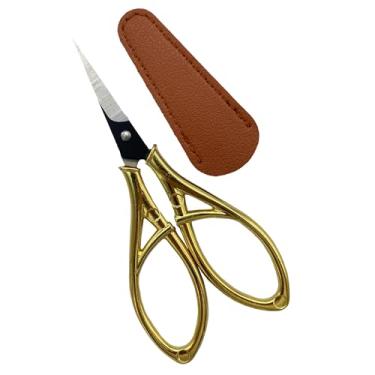 Imagem de Howie's Needlepoint Tesoura de costura pequena e afiada com capa, tesoura de bordado vintage de 11 cm para artesanato, alfaiataria, bordado e uso diário (dourada)