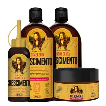 Imagem de Kit Vegano COSMECEUTA Crescimento Acelerado – Shampoo 300ml + Condicionador 300ml + Máscara 250g + Tônico 125ml – Força, Redução da Queda e Crescimento Capilar