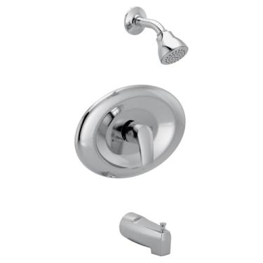 Imagem de Moen Kit de acabamento de banheira e chuveiro Chateau Chrome Eco-Performance com placa de remodelação, válvula Posi-Temp vendida separadamente, TL23569EP