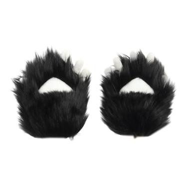 Imagem de predolo Luvas de pata de gato, acessórios de cosplay para festa, baile de máscaras, performance de palco, carnaval, Preto Branco