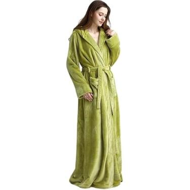 Imagem de Roupões De Banho, Roupão De Banho Para Mulheres Amantes Com Capuz Extra Longo Roupão Térmico Para Mulheres Homens Plus Size Roupão De Banho Quente De Inverno Cora, Women Green, XL