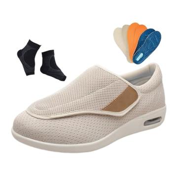 Imagem de Chinelos De Homem Diabéticos, Sapatos De Homem Para Edema Diabético Ténis Leves E Com Largura Alargada Para Caminhada, Sapatos Confortáveis Edema, Atividades Ao Ar Livre, Neuropatia(Off-white,45 EU)