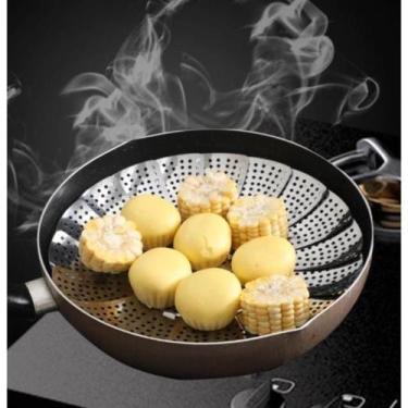 Imagem de Cesto Cozimento Escorredor Dobrável Vapor Legumes Inox Panela Vaporeir