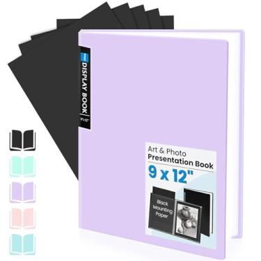 Imagem de Sooez Portfólio de arte 22 x 30 cm, 30 bolsos com 30 papéis pretos, fichário com mangas de plástico, exibição de 60 páginas, livro de apresentação para obras de arte, pastas para escritório e escola