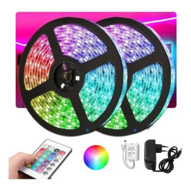 Imagem de Fita Led 10M Colorida Rgb 3528 Piscina Sanca Fachada + Fonte