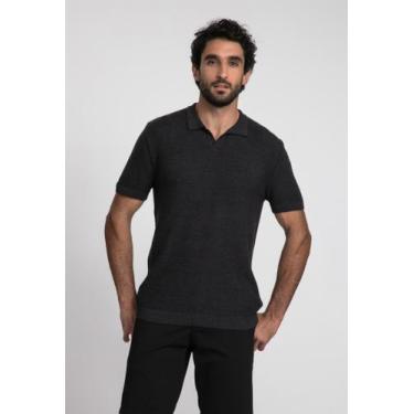 Imagem de Polo Docthos Slim Tricot Gola V, 003 preto, M
