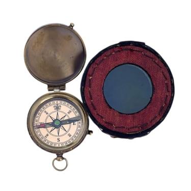 Imagem de Bússola gravada em cobre antigo de 6 cm – citação "Not All Who Wander are Lost" | Bússola magnética náutica vintage com estojo de couro para presente para marinheiros e viajantes