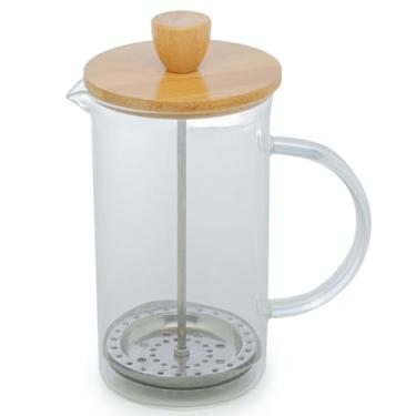 Imagem de Cafeteira de prensa francesa - Vidro borossilicato com tampa de bambu e detalhes em aço inoxidável, para preparar café, chá e leite, cafeteira de prensa francesa elegante e segura