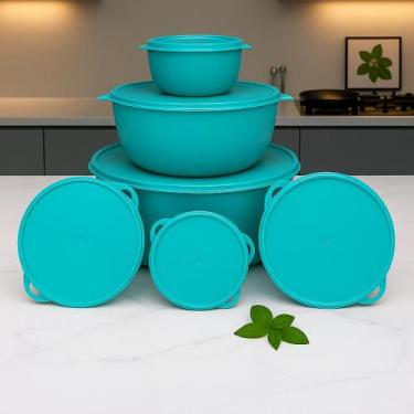 Imagem de Kit 6 Potes Plastico Redondos Cozinha Armazena Alimentos Bowl Livre Bp