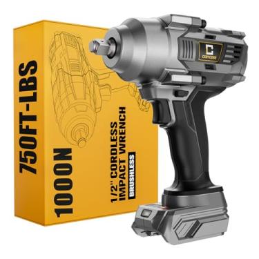 Imagem de Chave de impacto sem fio 1/5.1 cm para bateria Dewalt, pistola de impacto elétrica sem escova de 1000 N.m. Inclui luz de trabalho LED, chave de impacto de alto torque, apenas ferramenta simples