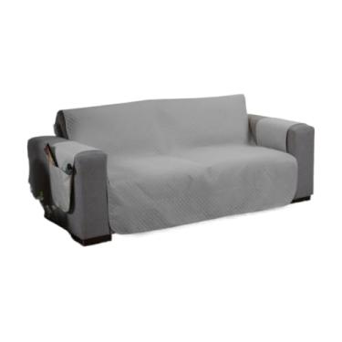 Imagem de Capa Para Sofá RetráTil 2 E 3 Lugares (1,00-2,20m) – Protetor ReclináVel Matelado Com Porta Objeto(Cinza,3 Lugares King (1,80m))