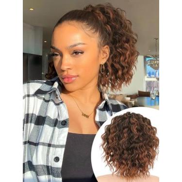 Imagem de Extensão de rabo de cavalo Isaic Curly Ombre Deep Orange 20cm