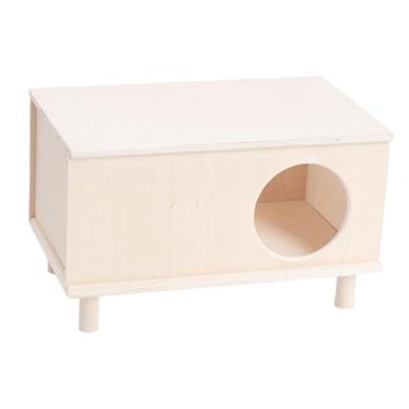 Imagem de Bothyi Casa de madeira para hamster, acessórios para hamsters, roupa de cama para hamsters, habitats para hamsters, esconderijo para gerbilos, ratos, Grande