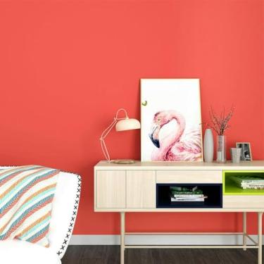 Imagem de ESSMOKO Papel de parede vermelho moderno minimalista sala de estar quarto escritório fundo não tecido impermeável papel de parede vermelho 53 * 950 cm