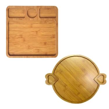 Imagem de Kit 2 Petisqueiras Mdf Gamela Bandeja Tábua 7 Divisórias