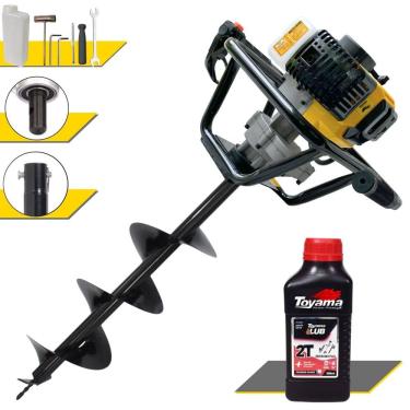 Imagem de Perfurador de Solo Lynus PSL-517 À Gasolina Motor 2T 52cc 1,8HP Profissional de Alta Rotação e Performance Com Broca 80x20cm + ÓLEO TOYAMA 2 TEMPOS