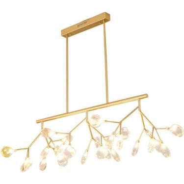 Imagem de Lustre moderno retangular de latão escovado, lustre de meados do século, luminária pendente de teto para corredor, bar, cozinha, sala de jantar, decoração de casa, lâmpada, ouro transparente