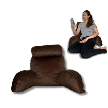 Imagem de Almofada de Leitura com Apoio Lombar e Travesseiro para Pescoço – Suporte Ergonômico para Costas em Cama ou Sofá – Ideal para Jovens, Adultos e Idosos – Tecido Suede (Tabaco, Grande)