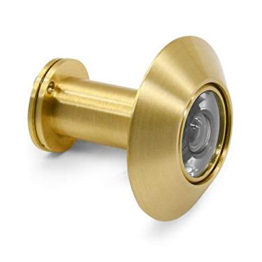 Imagem de Earl Diamond – Viseira antifurto para porta de latão sólido de 220 graus com cobertura de privacidade rotativa resistente para portas de 3,8 a 6,3 cm para home office hotel (níquel acetinado), Satin Gold