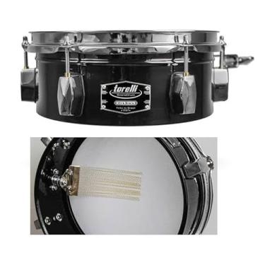 Imagem de Caixa Timbalito Torelli Wire Snare Preta 10x4¨ TCM29PR alumínio com caneca para fixação em holders