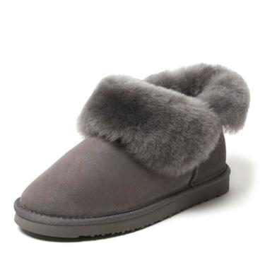 Imagem de Dearfoams Fireside Perth Pantufa Feminina Genuína Shearling Dobrável, Cinza, 6