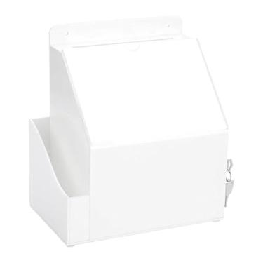 Imagem de MERIGLARE Caixa de sugestões de acrílico, caixa de doações, porta-cartões de visita, organizador de armazenamento com chaves para de ingressos de bar, Branco