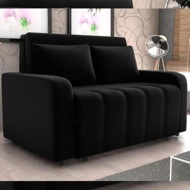 Imagem de Sofá Cama Essenza 2 Lugares - Veludo Preto - Larbelle