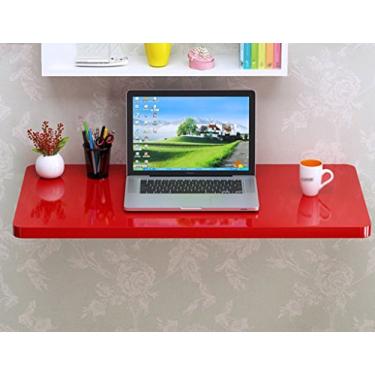 Imagem de LXB Mesa para computador de parede doméstica - mesa de jantar de madeira maciça montada na parede mesa dobrável para computador mesa de aprendizagem de madeira / 80 × 40 cm