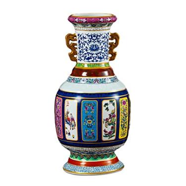 Imagem de Vaso de flores vaso de cerâmica chinês retrô esmaltado pintado vaso de flores 40 cm vasos de porcelana grandes sala de estar quarto decoração de casamento enfeite