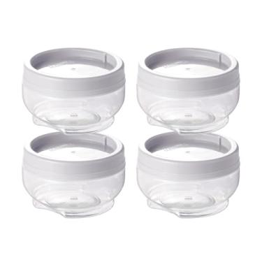 Imagem de " Kit gire trave 4 Potes Organizadores Gire e Trave Empilháveis Com Rosca 155ml Branco Plasútil Para Temperos Alimentos Objetos De Costura Botões. Perfeitos Para Organizar Todos Seus Objetos "