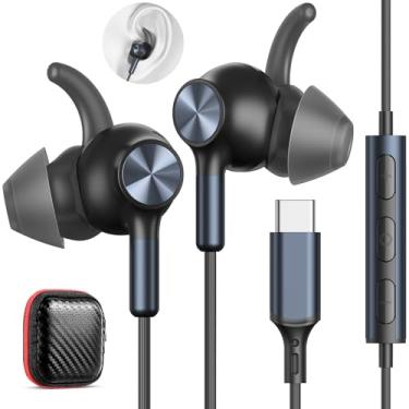 Imagem de Fones de ouvido USB C com fio com microfone para iPhone 17 16 Pro Max Samsung S25 S24 Ultra FE com fio USB C, fones de ouvido tipo C com gancho para fones de ouvido para iPad 10 Air Galaxy A16 A17 S23