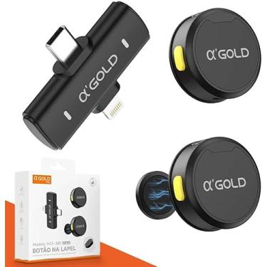 Imagem de Microfone de Lapela Sem Fio Bluetooth Kit 2 Microfonones Abafamento de Ruído Até 10 Horas Tempo de Trabalho Compatível com Camera, iPhone, Android, PC - Conexão Android e USB-C - Linha AGold Premium