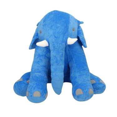 Imagem de Elefante de Pelúcia Gigante 1,20m Super Macio Antialérgico Decorativo (AZUL)